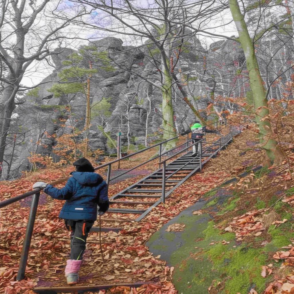 Aufstieg auf den Lilienstein.