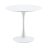 buybyroom Esstisch Runde Küche Moderner Esstisch Kleiner Tisch für Küche Wohnzimmer Esszimmer Balkon, Runder Tisch 70x70cm, Weiß