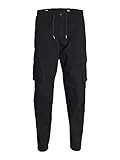 JACK & JONES Herren Cargohose JPSTKANE JJNOAH Cuffed -Relaxed Fit - S M L XL XXL, Größe:XL, Farbvariante:Black 12242264