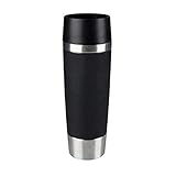 Emsa Travel Mug Classic Grande Thermobecher 500ml, Kaffeebecher to go hält 6h heiß, 12h kalt, auslaufsicher, Easy Quick-Press-Verschluss, Isolierbecher mit 360°-Trinköffnung, schwarz, 515615