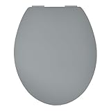 WC Sitz mit Absenkautomatik | Holzkern | stabile Softclose Scharniere | einfache Montage | glatte Oberfläche | Motive zur Auswahl | Holz WC-Deckel universell passend (grau - Soft Touch)
