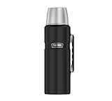 THERMOS STAINLESS KING BEVERAGE BOTTLE 1,2l, black mat, Thermosflasche aus Edelstahl mit Trinkbecher, 12 h heiß / 24 h kalt, Isolierflasche mit Becher, spülmaschinenfest, frei von BPA