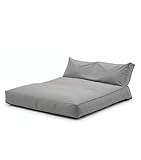 mokebo Outdoor Lounge 'Das Daybed' (130x150 cm) Steingrau, 3-in-1 Sonnenliege & Gartenliege, wetterfestes Loungebett, wasserabweisender Boden, Made in Germany fürTerrasse & Pool