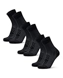 DANISH ENDURANCE Leichte Merino Wolle Wandersocken, Sommer Wollsocken, Unisex, für Herren & Damen, 3 & 5 Paar, Schwarz, 43-47