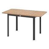 Hespéride – Ausziehbarer Gartentisch Folya Beige – 4 Sitzplätze – Rostfreies, epoxidbeschichtetes Aluminium, Eukalyptus