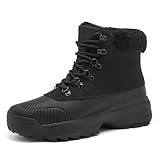 TIAROOTT Winter Barfußschuhe Warm Gefüttert Winterschuhe für Damen, Wasserdicht Knöchelhohe Winterstiefel, Warm Schneestiefel mit rutschfest Sohle, Schwarz,Gr.38