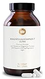 SUNDAY NATURAL® Magnesium Komplex – 240 Kapseln - 400mg pro Tag - aus 7 Verbindungen: Magnesium Bisglycinat, Citrat, Malat, Laktat, Ascorbat, Oxid, Lysinat - Vegan, laborgeprüft