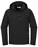 33,000ft Softshelljacke für Herren Wasserdicht Winterjacke Winddicht Warme Fleece Gefüttert Windbreaker Funktionsjacke Outdoorjacke für Wandern Fahrrad Camping Schwarz L