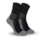 gipfelsport Wandersocken Herren & Damen, Outdoor Trekkingsocken | Hiking Socks, Wanderstrümpfe aus Merinowolle | Trekking Socken für Wandern mit extra Polster | Größe 39-41 I Schwarz, Dick I 1x Paar