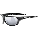 uvex sportstyle 232 P - Outdoorbrille für Damen und Herren - starker Schutz vor Sonnenstrahlung - druckfreier Sitz & perfekter Halt - black matt/silver - one size