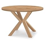 Dekori Möbel Runder Ausziehbarer Tisch für Esszimmer RAL mit Holzbeinen, Skandinavischer Stil, Durchmesser Varianten von : 90 bis 220 cm (Eiche Craft Gold, 90/140 cm)