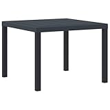 vidaXL Gartentisch Anthrazit 100 x 100 x 73 cm Poly-Rattan, Garten und Terrasse, rechteckiger Tisch aus Stahl, große, wetterfeste Essgruppe für den Außenbereich