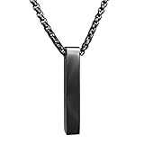 RUGGED steel - Herren Edelstahl Kette mit stylischem Stab Anhänger - inkl. Schmuck-Box (50 cm/schwarz)