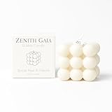 Zenith Gaia Bubble Kerze Aus 100% Natürlichem Sojawachs - Beige 6x6x6cm - Britische Birne & Freesie - Handgemacht - Perfekte Deko Kerze Für Wohnzimmer Schlafzimmer Meditation - Clean Girl Aesthetic