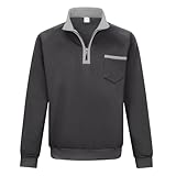 MANLUODANNI Pullover Herren Sweatshirt Herren mit reißverschluss Outdoor Longsleeve mit Tasche Sweatshirt Dark Grey XL
