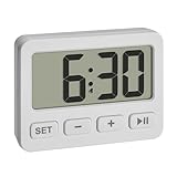 TFA Dostmann Digitaler Miniwecker, 60.2036.02, mit Alarmfunktion, Stoppuhr und Timer, KFZ Uhr, mit Magnet oder Ständer, ideal als Reiseuhr, für Klausuren, Quarzuhr, Tischuhr, klein und kompakt, weiß