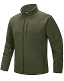 33,000ft Herren Fleecejacke Stehkragen Warm Jacke Männer Leichte Strickjacke Übergangsjacke Outdoor Sweatjacke für Wandern Laufen Freizeit Olivgrün M