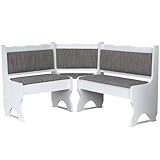 k koma Polster Eckbank Kiefer Holz, Weiß Farbe mit Polsterung MASSIVHOLZ - NEU BEIGE (120 x 160)