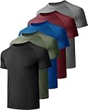 miijoory 5er Pack Sport Tshirts Herren Funktionsshirt Sportshirt Schnelltrocknend Atmungsaktiv Fitnessshirt Trainingsshirt Laufshirt Kurzarm(XL,Schwarz, Dunkelgrau, Dunkelblau, Weinrot, Army Green)