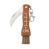 CRS Polizeigeprüftes Pilzmesser mit Bürste | Schwammerlmesser mit Pinsel zum aufklappen | Klappmesser mit gebogener Klinge Lineal aus rostfreiem Stahl | Kleines Taschenmesser (ohne Tasche)