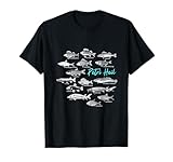 Angler Design mit diversen Fischarten Petri Heil für Fischer T-Shirt