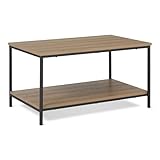 Amazon Basics Couchtisch, Rechteckig, mit unterer Ablage, für das Wohnzimmer, Moderner Stil, Eiche, 50,5cm x 80cm x 42cm