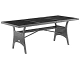 Casaria® Polyrattan Gartentisch 190x90x74cm mit Ablage WPC-Tischplatte Höhenverstellbar Holzoptik Wetterfest Garten Terrasse Esstisch Gartenmöbel Grau