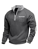 Volemo Herren Pullover Warmes Half Zip Sweatshirt Gemütliches Pullover mit Fleece für Herbst und Winter Dunkelgrau XL