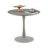 buybyroom Skandinavischer moderner runder Esstisch, einfacher Kleiner Tisch für Küche, Esszimmer und Wohnzimmer, Grau