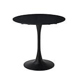 GrandCA HOME Moderner Runder Esstisch Schwarz 80 cm mit Säulenfuß im Tulpendesign, Mid-Century Freizeittisch für Küche, Esszimmer und Wohnzimmer