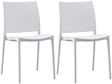 CLP 2er-Set Gartenstuhl Meton, stapelbar, pflegeleicht aus Kunststoff, wetterfest & UV-beständig, bis 150 kg belastbar, Farbe:weiß