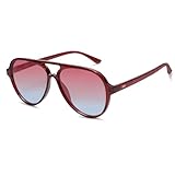 SOJOS Polarisiert Sonnenbrille Herren Damen Retro Quadratisch Brille 70er Vintage Groß Sonnenbrille SJ2201 mit UV400 Schutz, Rot Rahmen/Rot Blau Verschlechtert Linse