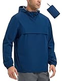 baleaf Herren Windbreaker Wasserabweisend Regenjacke Pullover mit Kapuze Packbare Leichte Fahrradjacke Atmungsaktiv für Outdoor Wander Radfahren Marineblau XXL