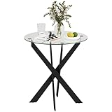HOMCOM Esstisch, Rund Küchentisch für 4 Personen, Glas Esszimmertisch mit Stahlbeinen, Tischplatte aus Hartglas, für Esszimmer, Küche, Ø70 x 75 cm, Modern Design, Schwarz+Transparent