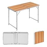 WOLTU Campingtisch Klapptisch Gartentisch Arbeitstisch Balkontisch höhenverstellbar Aluminium MDF Hell Eiche