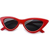 Joopin 50er Sonnenbrille Damen Cateye Rot und Retro Katzenauge Damen Sonnenbrille Polarisiert Schmale UV400 Mode Klassische Dreieck Cosplay Party Brille (Rot)