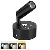 AOOTE 12V LED Leselampe Wohnmobil, Wohnmobil, Wandleuchte Bettlampe mit Schalter Touch Dimmbar, 3 Farbtemperatur Modi mit Ladefunktion USB A+C-Anschlüssen, für Auto Wohnwagen Innenbeleuchtung
