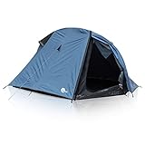 yourGEAR Zelt ORA 2 Personen Trekkingzelt Einbogenzelt UV 50+ Insektenschutz wasserdicht 5000mm Rollpacksack Blau Grau