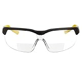 voltX GT Adjustable Bifokale Lesen Schutzbrille (KLAR +1.5 Dioptrie) CE EN166FT, Anti Beschlag Beschichtung, anpassbarer Bügel, Kratzfest, UV400 Schutz.
