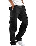 YAOHUOLE Cargohose Herren Cargo Hosen Herren Regular Fit Rangerhose Herren Loose Fit Schwarz S