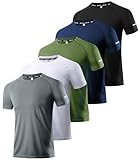 5er Pack Sport Tshirts Herren, Laufshirt Kurzarm T-Shirts Schnelltrocknend Atmungsaktiv Funktionsshirt Mesh Sport Shirt Männer Sportshirt Herren Kurzarm Fitnessshirt Trainingsshirt für Männer 5P04-M