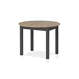 smart Esstisch Rund 100 cm Asteiche, Küchentisch ausziehbar bis 140 cm, Esszimmertisch aus Holzwerkstoff inkl. erweiterbare Auszugsplatte, moderner Tisch für bis zu 6 Personen