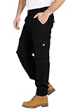 BlauerHafen Herren Cargo Hose, Gerade geschnittene Stretch Schwerlast mit 12 Taschen Freizeithose, Combat Arbeitshose, Relaxed Fit Cargo-Hose Größen 32W–44W (Schwarz, 36W / 32L)