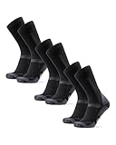 DANISH ENDURANCE Calcetines de Senderismo Unisex, Calcetines de Lana Merino con Acolchado Antiampollas, 3 o 5 Pack Schwarz/Grau 43-47