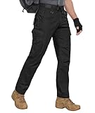Zoofly Outdoorhose Herren Multi Taschen Wasserdicht Cargo Hose für Herren Stretch Motorradhosen Männer Lightweight Schwarz 36W*32L