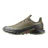 Salomon Alphacross 5 Gore-Tex wasserdichte Herren Trail-Laufschuhe, Outdoor-bereit, Wasser- und Wetterschutz, Anhaltender Komfort, Olive Night, 43 1/3
