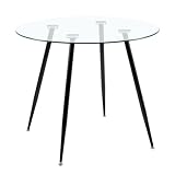 FURNITABLE Esstisch Glas Wohnzimmertisch Glastisch Moderner Stil, Skandinavisch Esszimmertisch mit Metal Beine, 80 * 80 * 74 cm