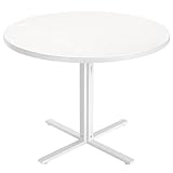 VASAGLE Esstisch rund, Esszimmertisch, klein Küchentisch für 4 Personen, Landhausstil, wasserresistente Oberfläche, 80 cm d, 74,8 cm H, für Esszimmer, Wohnzimmer, schneeweiß KDT082W01