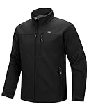 33,000ft Softshelljacke für Herren Wasserdichte Übergangsjacke Fleece Gefütterte Winddichte Outdoorjacke Funktionsjacke für Outdoor Freizeit Schwarz 2XL