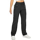 yeyity Wanderhose Damen Leichter Quick Dry Outdoorhose Atmungsaktiv Cargohose UV-Schutz Trekkinghose Funktionshose Jogginghose(6608,black01,M)